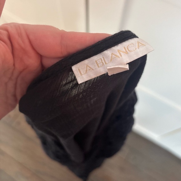 La Blanca Island Fare V Neck Tunic Black Cover-Up Swim Size Small - Picture 5 of 6